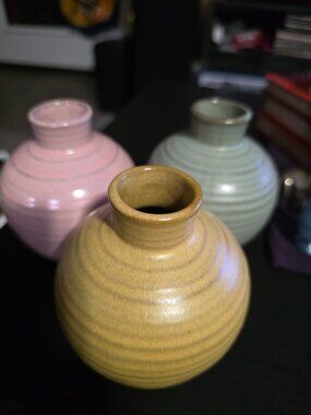 3 modern studio pottery bud vases